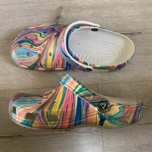 Crocs Classic Clogs Out of This World Multi Color Marble Swirl Mens 7 Womens 9
